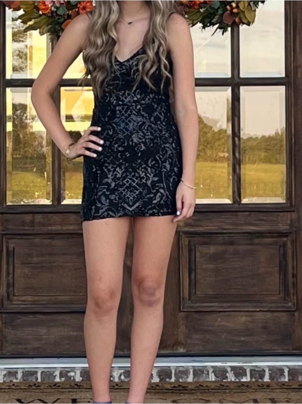 Black sequin Patterned Mini Dress